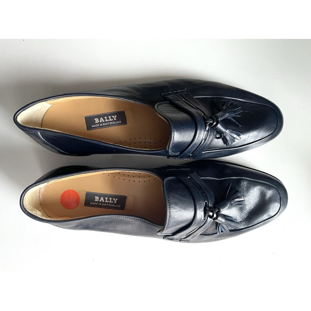 Men's Vintage Bally Of Switzerland Navy Leather Tassle Loafers PRISTINE Sz 8.5 D - Picture 13 of 13